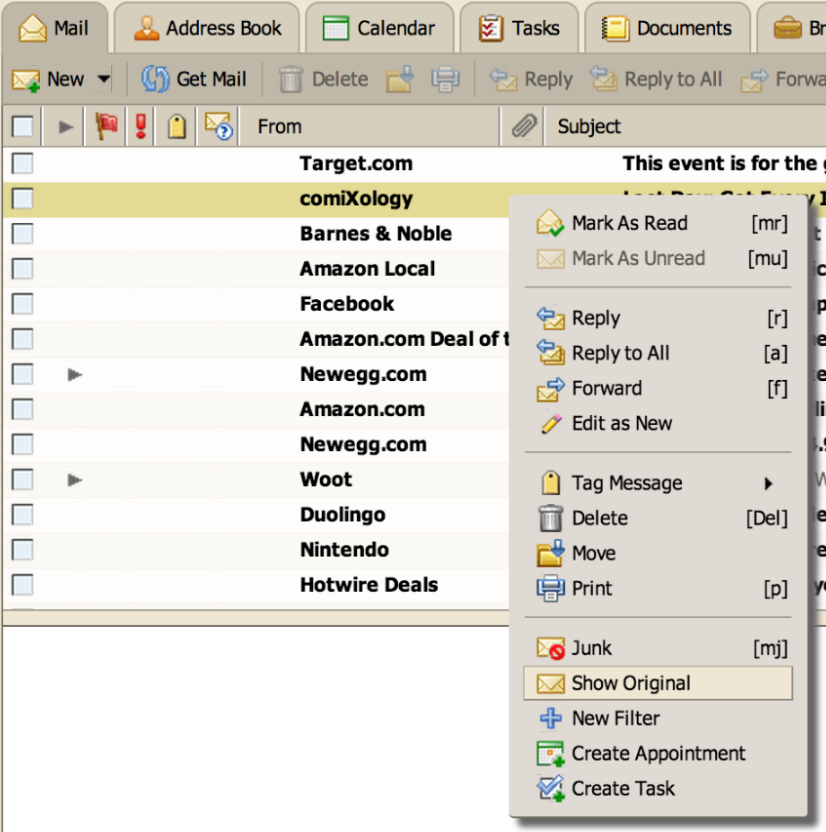 Thunderbird downloading message header analyzer