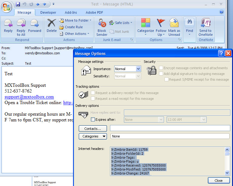 find email headers in outlook 2013